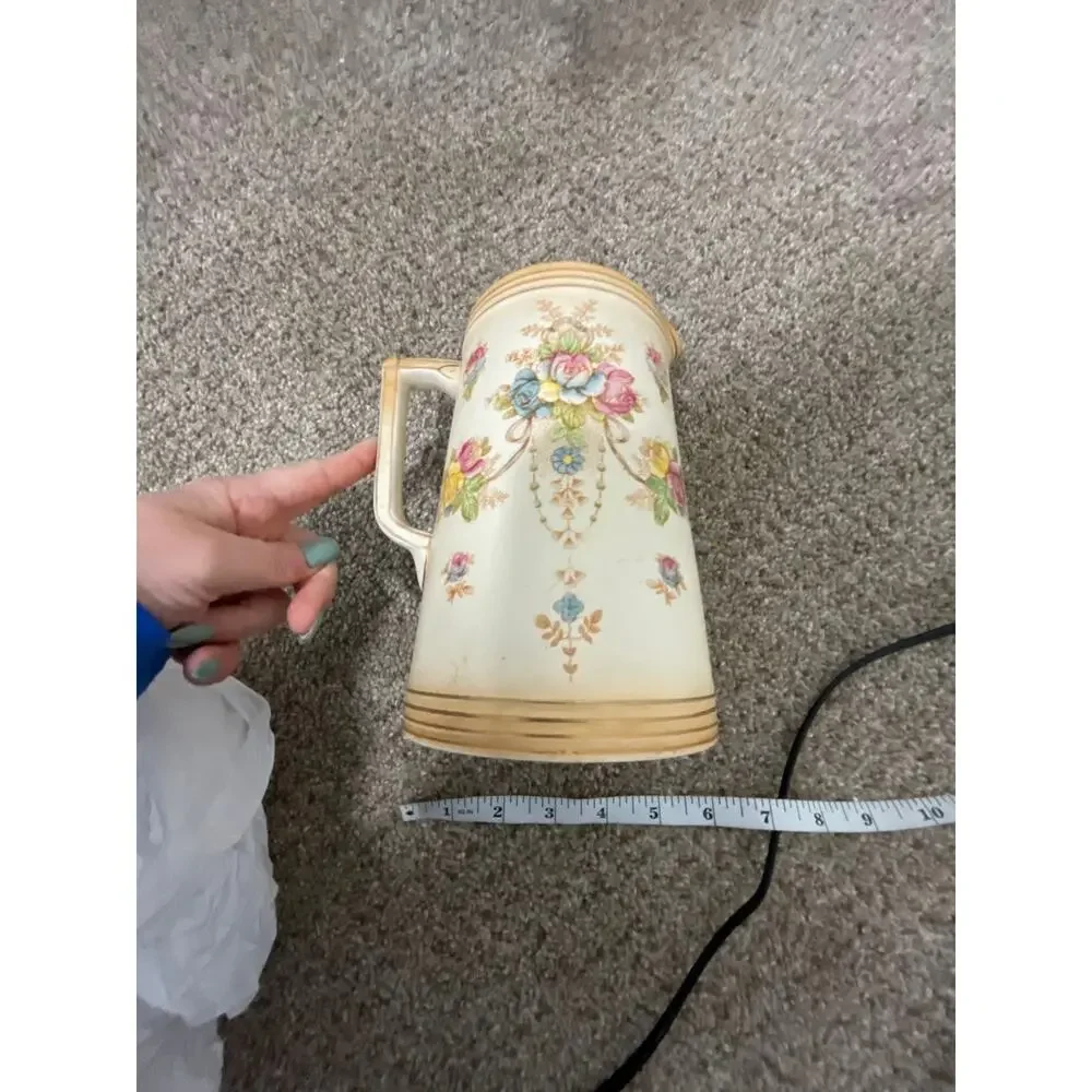 Vintage England Beige Porcelain Pitcher Royal Crown Devon S.Fielding & Co Wye